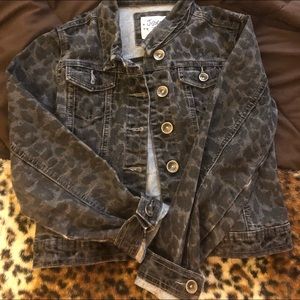Justice cheetah print Jean jacket